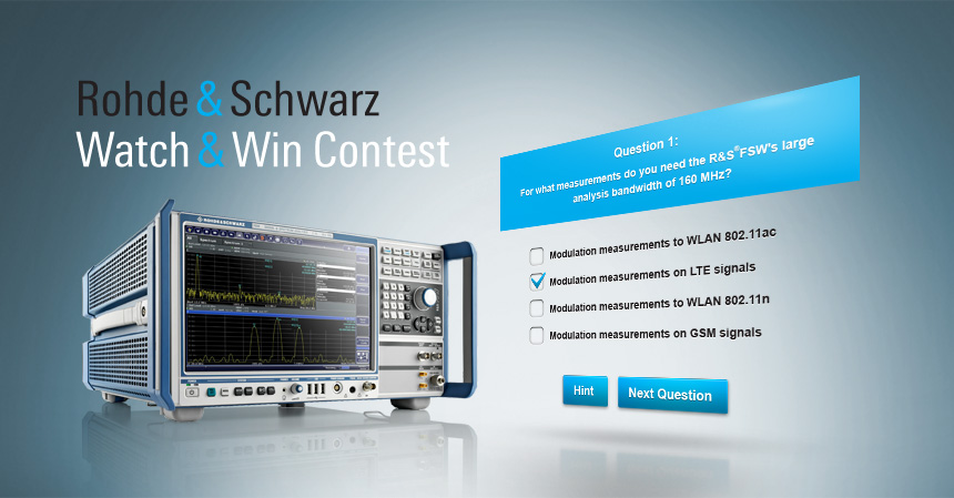 HTML infotainment site "Rohde & Schwarz FSW® Watch & Win Contest“